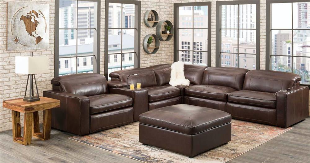 Drew 6 Piece Sectional in brown